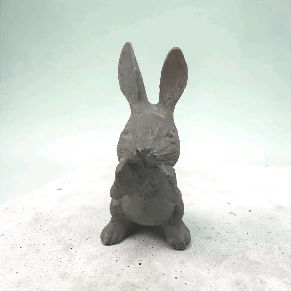 Pewter Figurine 1980's Rabbit Miniature Animal Sculpture Signed Easter 1.75